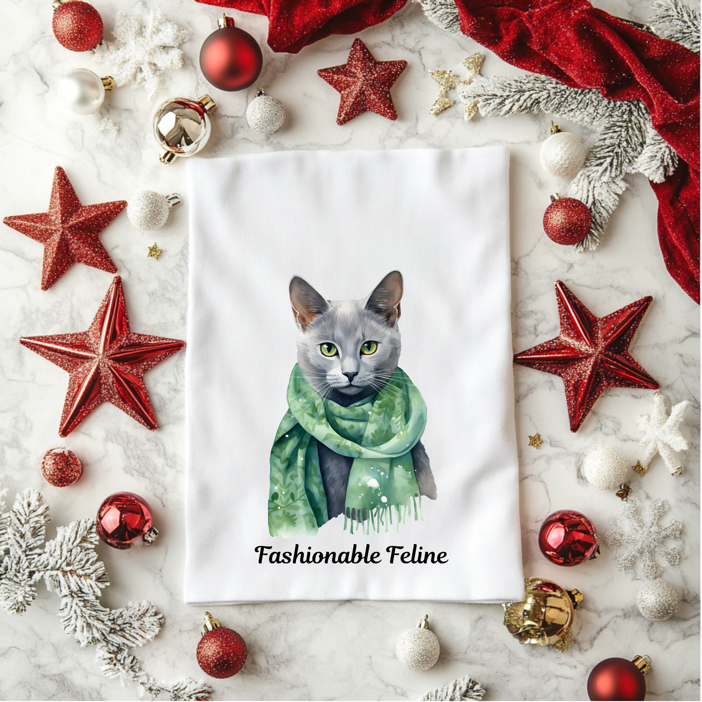 Purrfect Kitchen Helper - Christmas Kitty Kitchen Towel