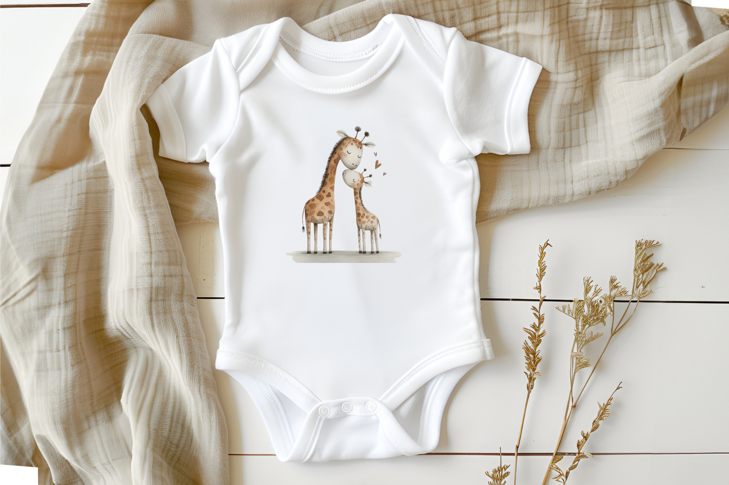 Mommy & Baby Giraffe Baby Onesie