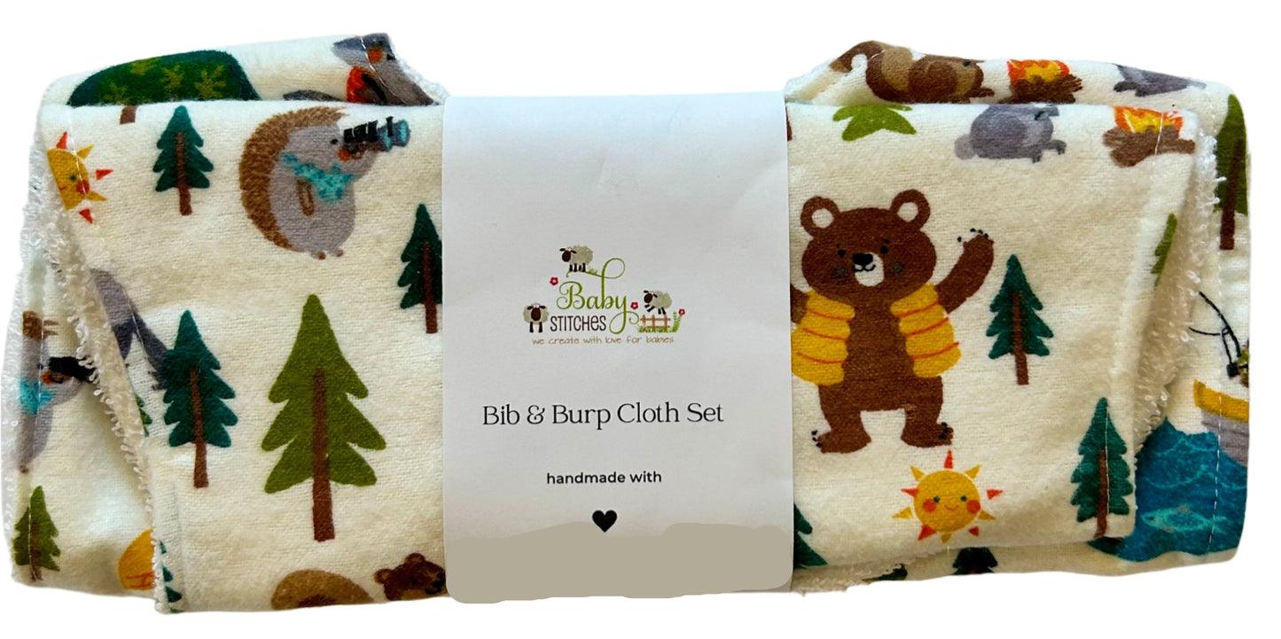 Lovingly Handmade Baby Bib & Burp Cloth Set