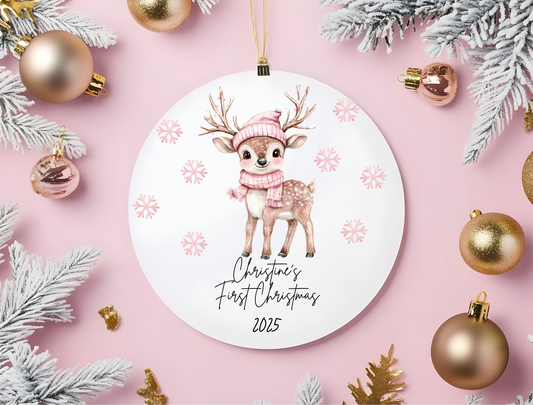 Personalized Baby Girl's First Christmas Ornament
