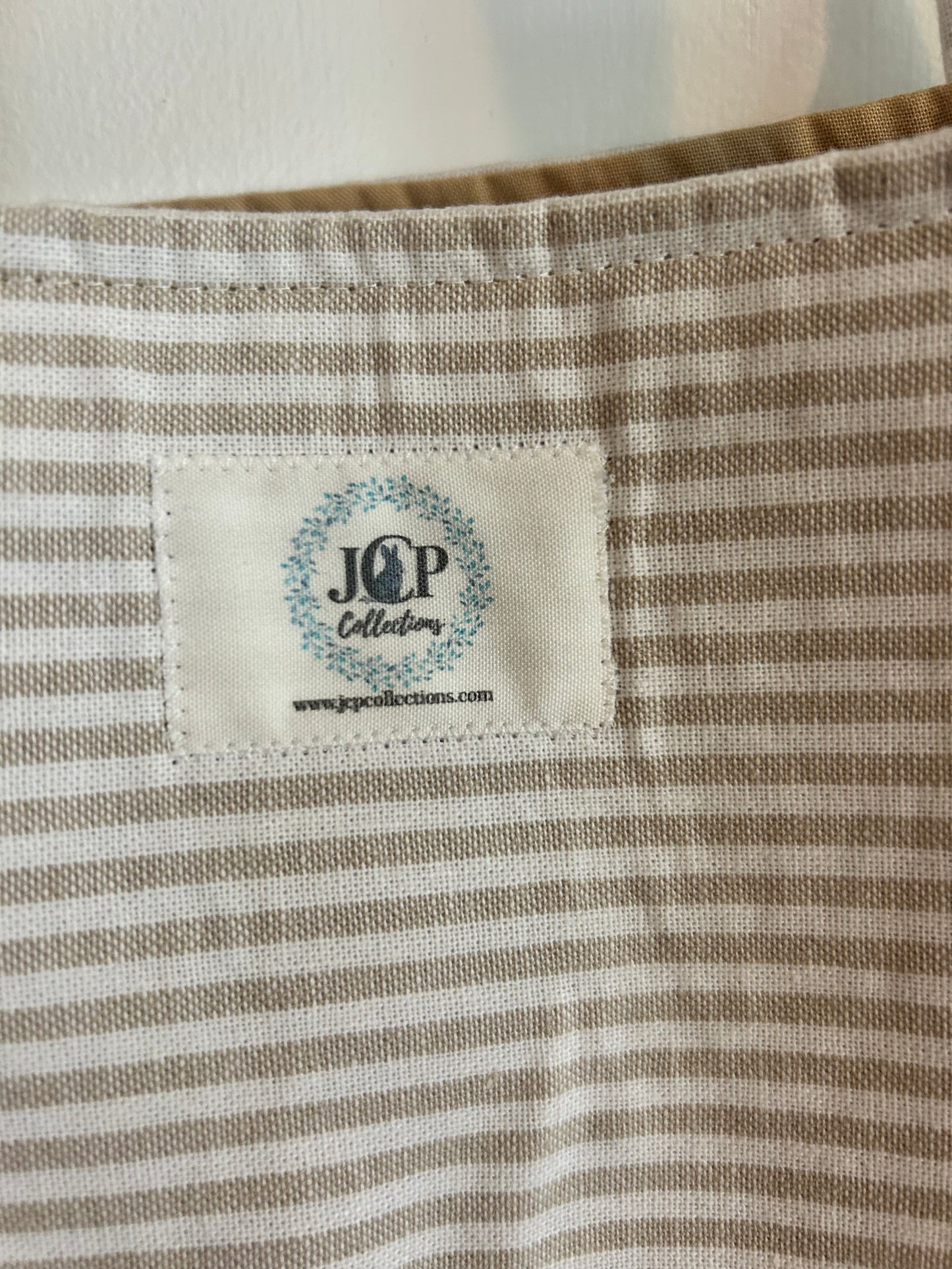 Tan & White Striped Handmade Tote Bag