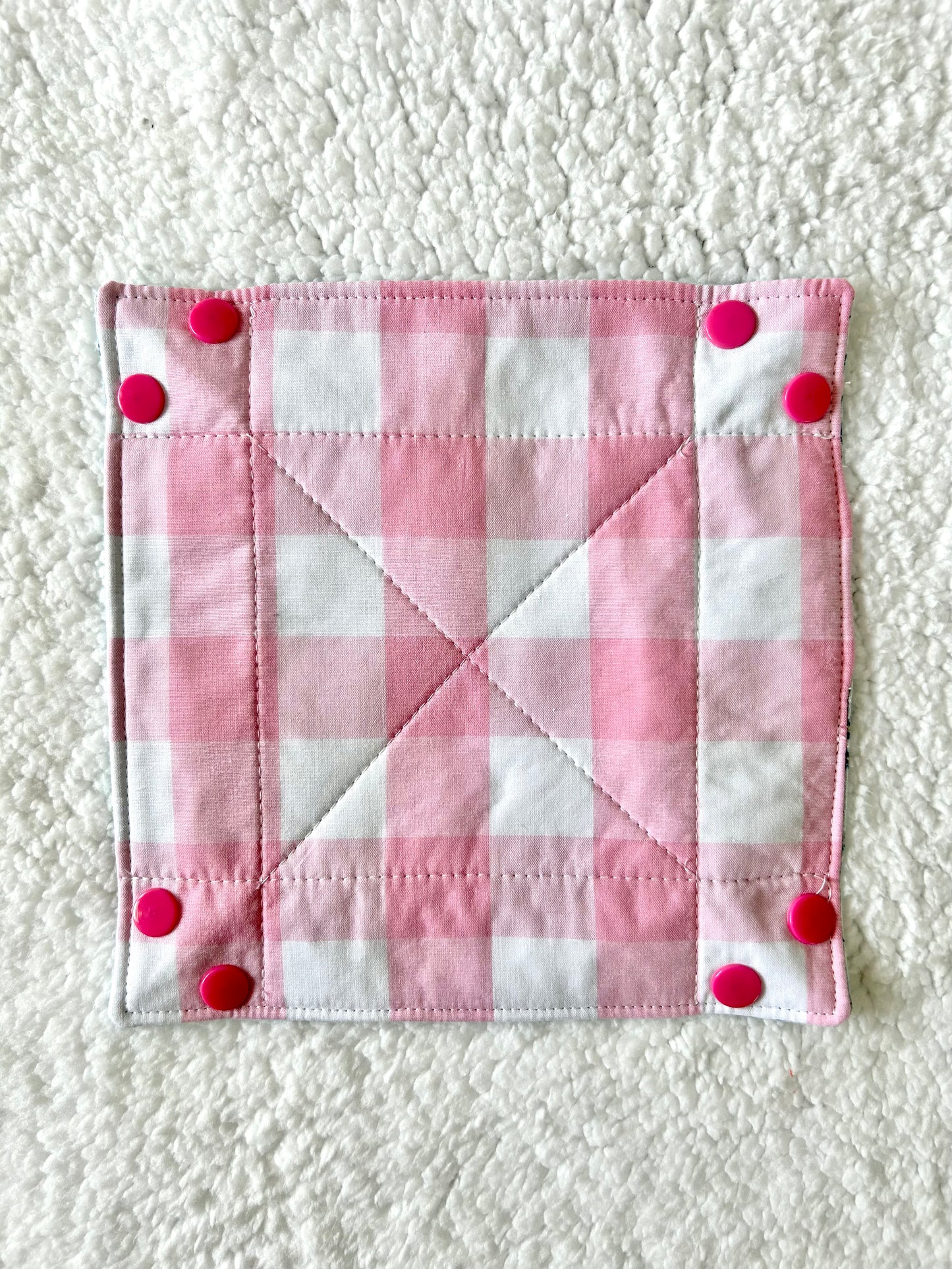 Blue Floral Collapsible Fabric Trinket Tray with Snap Closure