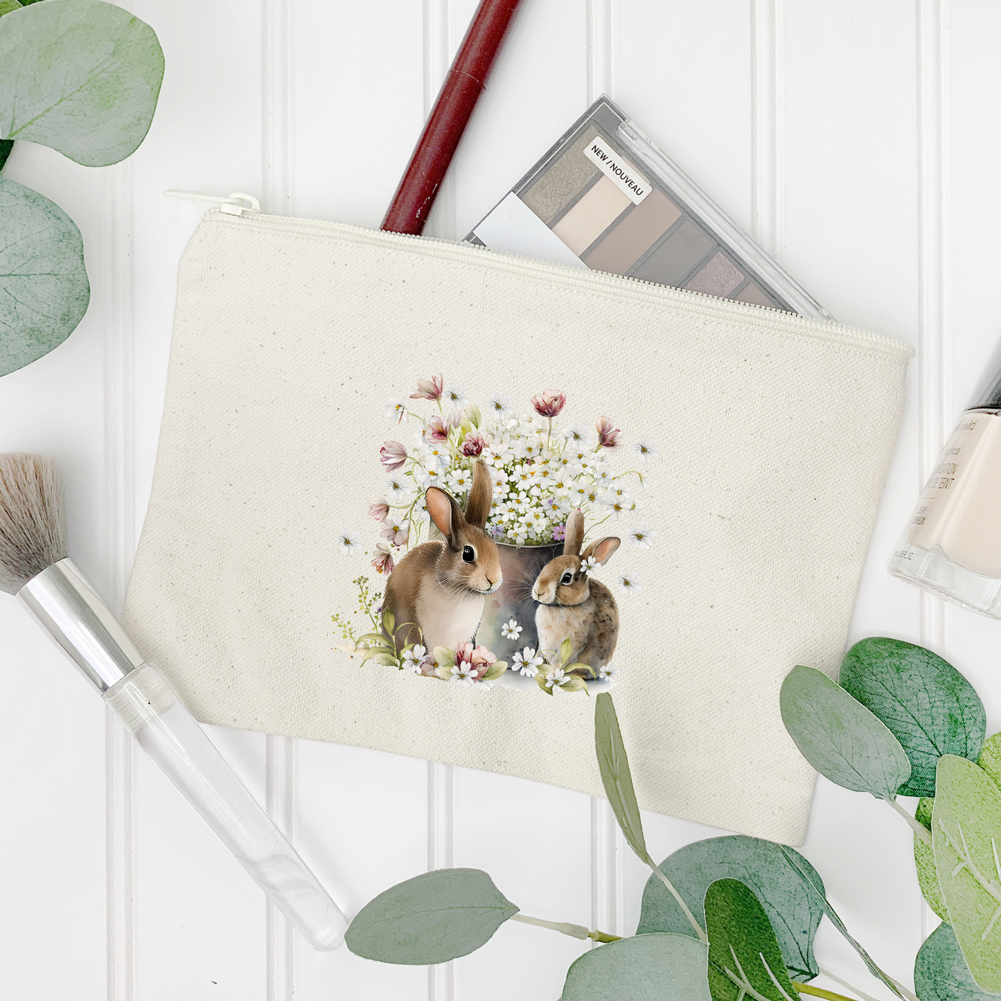 Bunnies at Play Tote Bag and Zipper Pouch Set