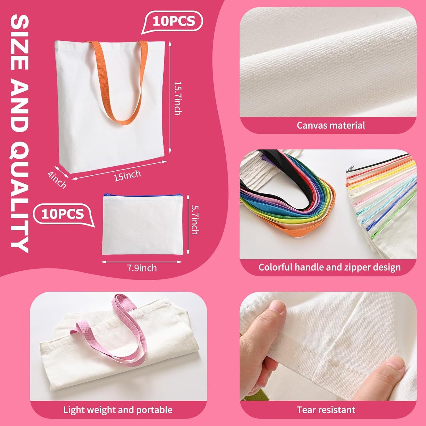 Bunnies at Play Tote Bag and Zipper Pouch Set